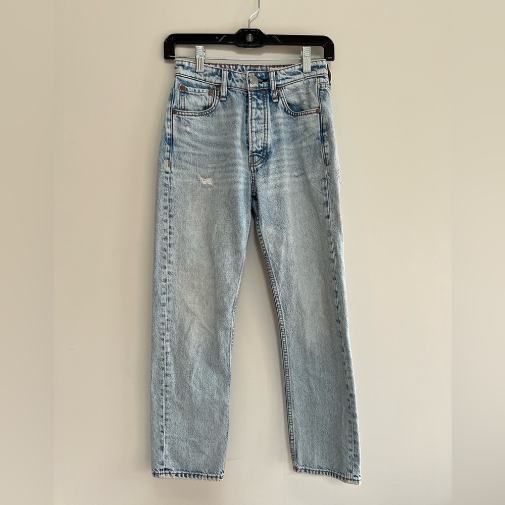 Rag & Bone Maya High Rise Ankle Slim Cotton Denim Jeans in Light Blue Lou, sz 23